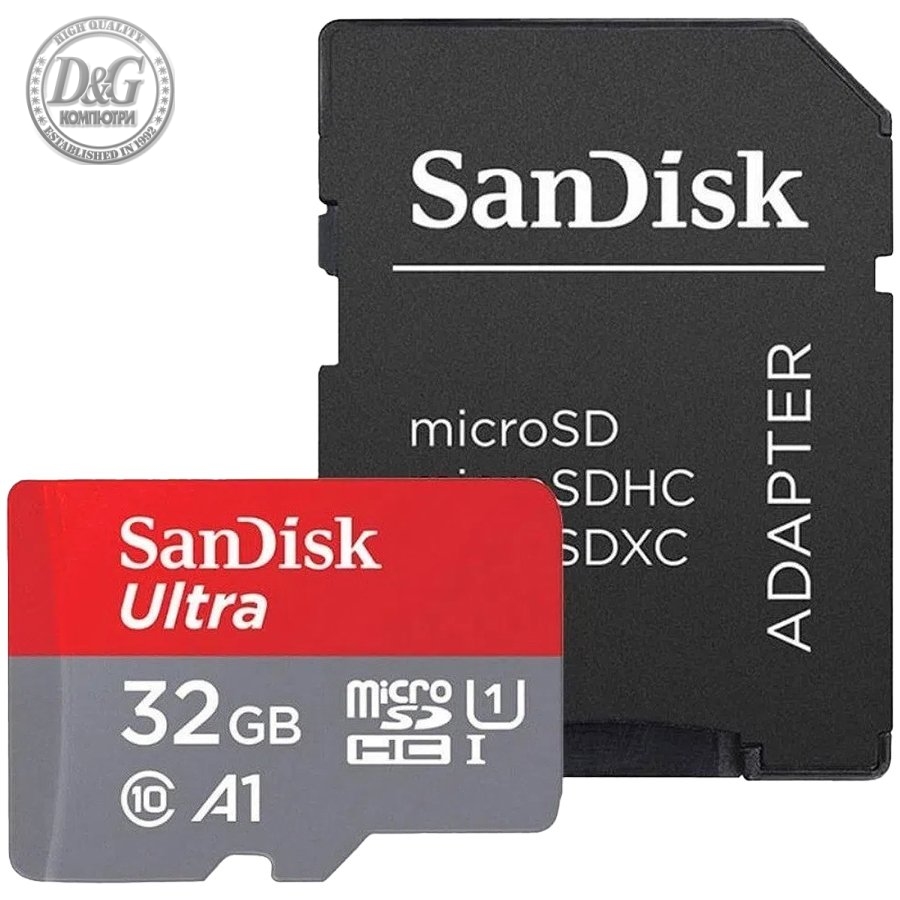 SanDisk Ultra microSDHC 32GB + SD Adapter 120MB/s  A1 Class 10 UHS-I  - Tablet Packaging, EAN: 619659184186