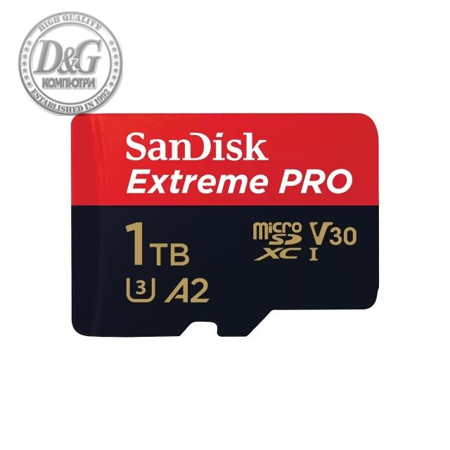 Карта памет SANDISK Extreme PRO microSDXC, 1TB, Class 10 U3, A2, V30, 140 MB/s с адаптер до SD