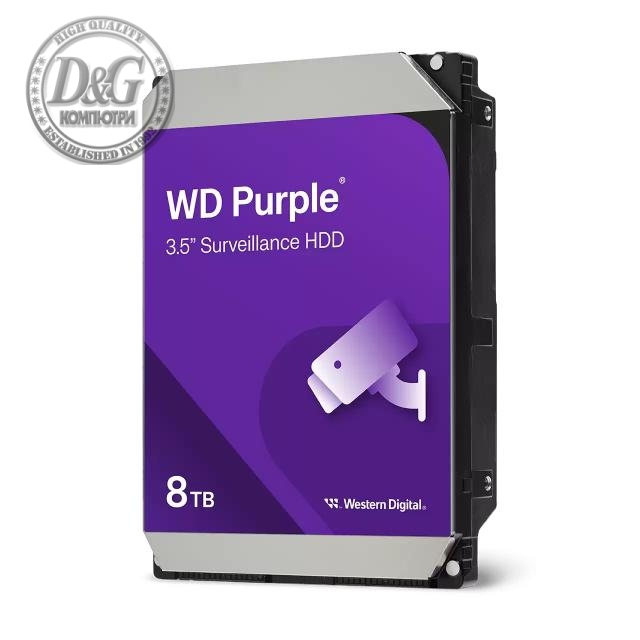 Хард диск WD Purple, 8TB, 5640rpm, 256MB, SATA 3, WD85PURZ