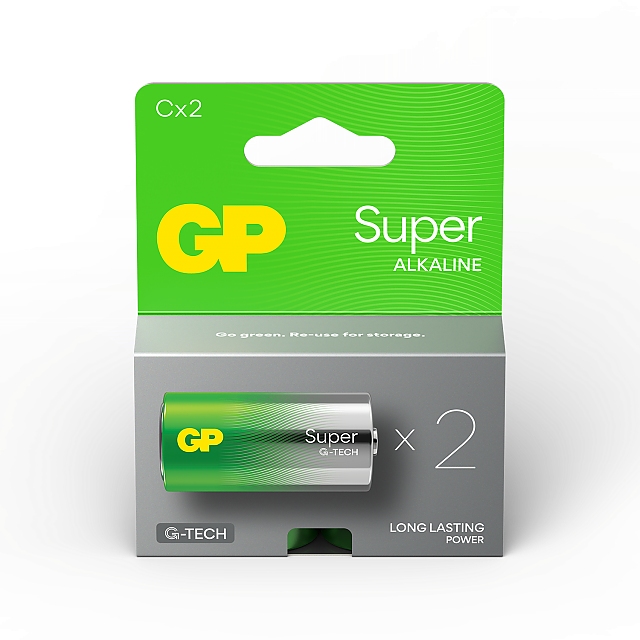 Алкална батерия GP SUPER LR14, 2 бр. в опаковка, 1.5V