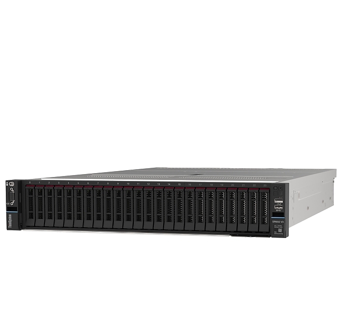 Lenovo ThinkSystem SR650 V3, Xeon Silver 4410Y (12C 2.0GHz 30MB Cache/150W), 32GB (1x32GB, 4800MHz 1Rx4 DDR5 RDIMM), No Backplane, No RAID, 1x1100W Titanium, 5 Standard Fans, XCC Platinum