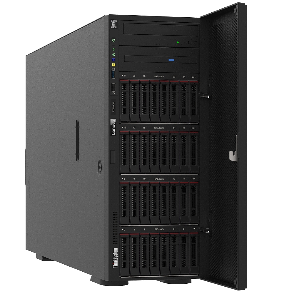 Lenovo ThinkSystem ST650 V2, Xeon Silver 4314 (16C, 2.4GHz 24MB Cache, 135W), 32GB (1x32GB, 3200MHz 2Rx4 RDIMM), 8 SAS/SATA, 930-8i, 1x1100W Titanium, 3 Standard Fans, XCC Enterprise