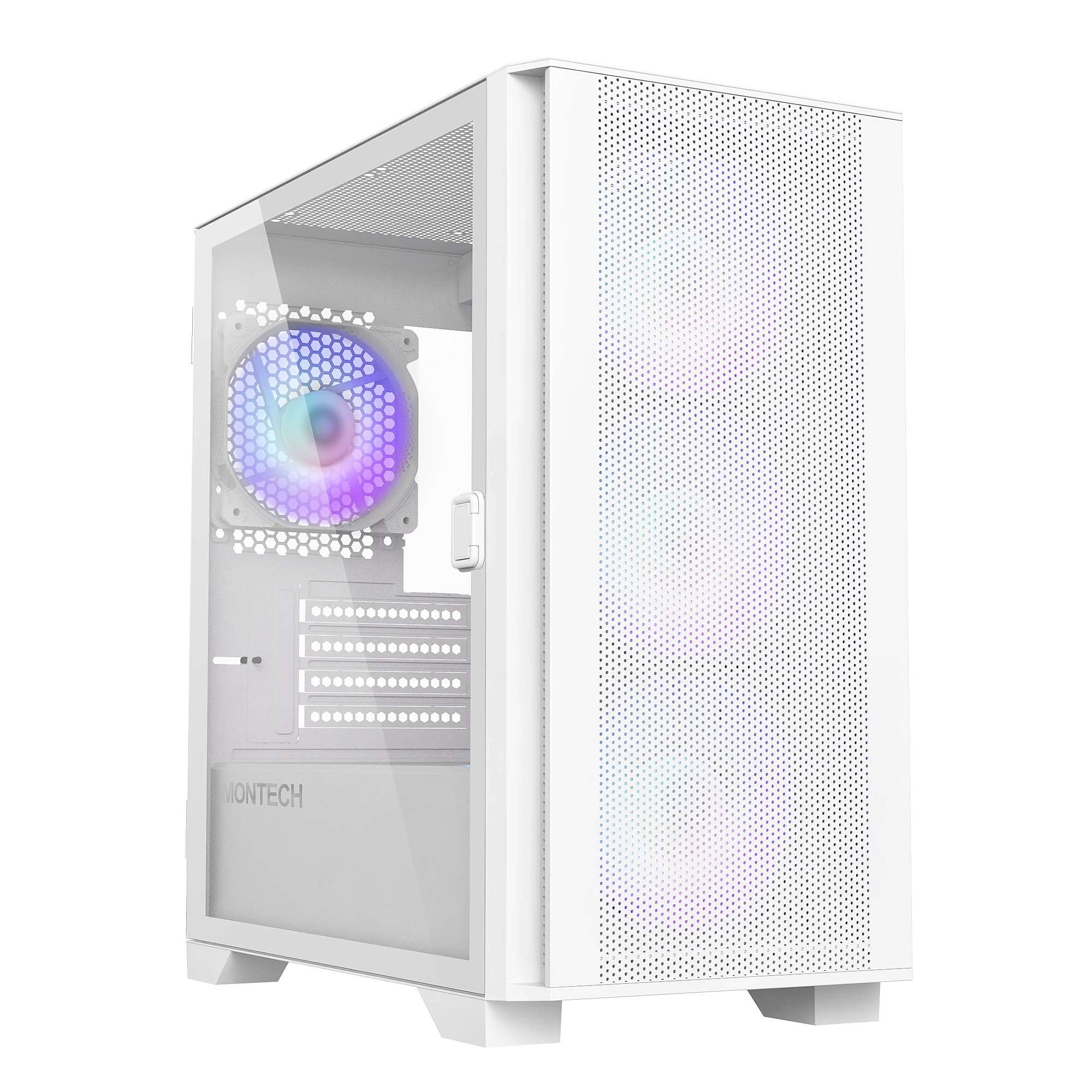 Montech кутия AIR 100 ARGB, Micro ATX Case, TG, 4x120mm ARGB Fans, White