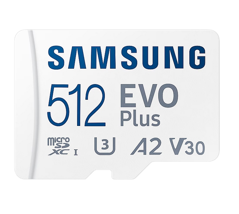 Samsung 512GB micro SD Card EVO Plus with Adapter, UHS-I interface, Read Speed up to 160MB/s