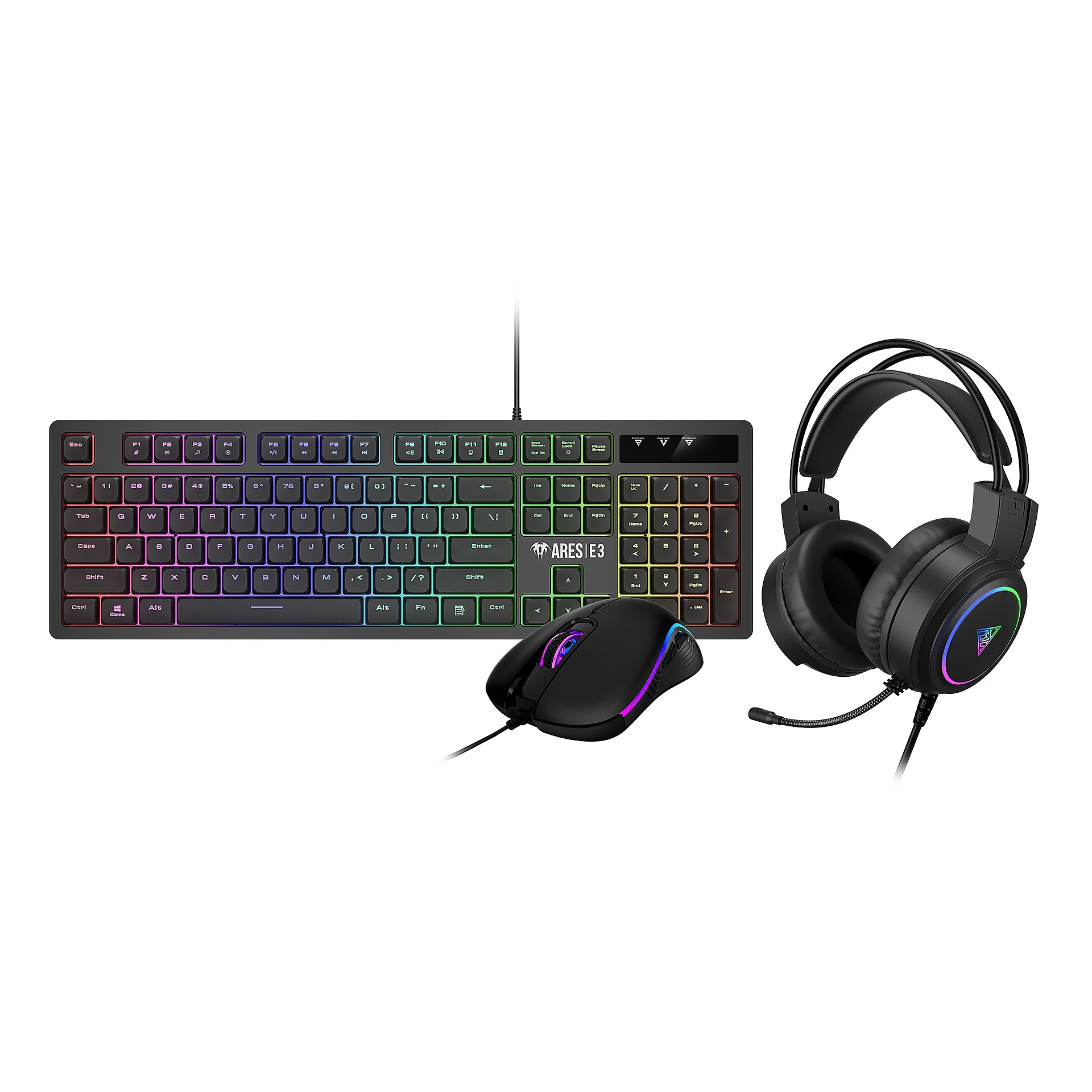 Gamdias геймърски комплект Gaming COMBO - POSEIDON E2 3-in-1 Combo - Keyboard + Mouse + Headphones