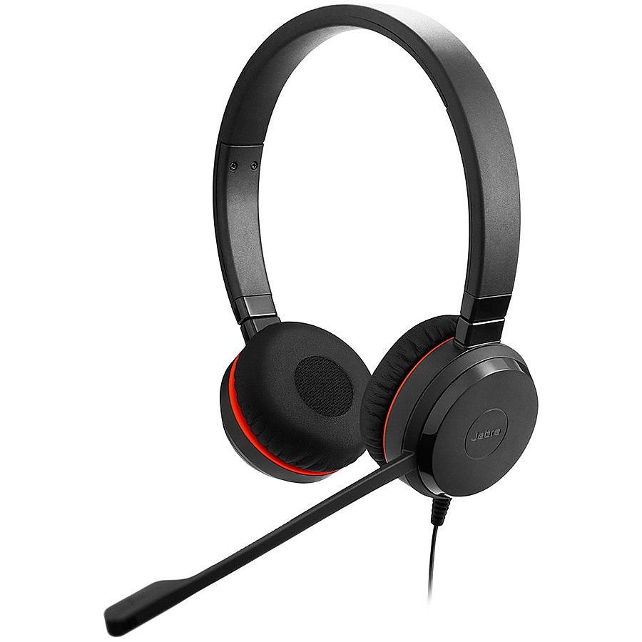 JABRA EVOLVE 20 MS Stereo USB Headband, Noise cancelling, USB connector, with mute-button and volume control on the cord, with foam ear cushion, Microsoft optimized