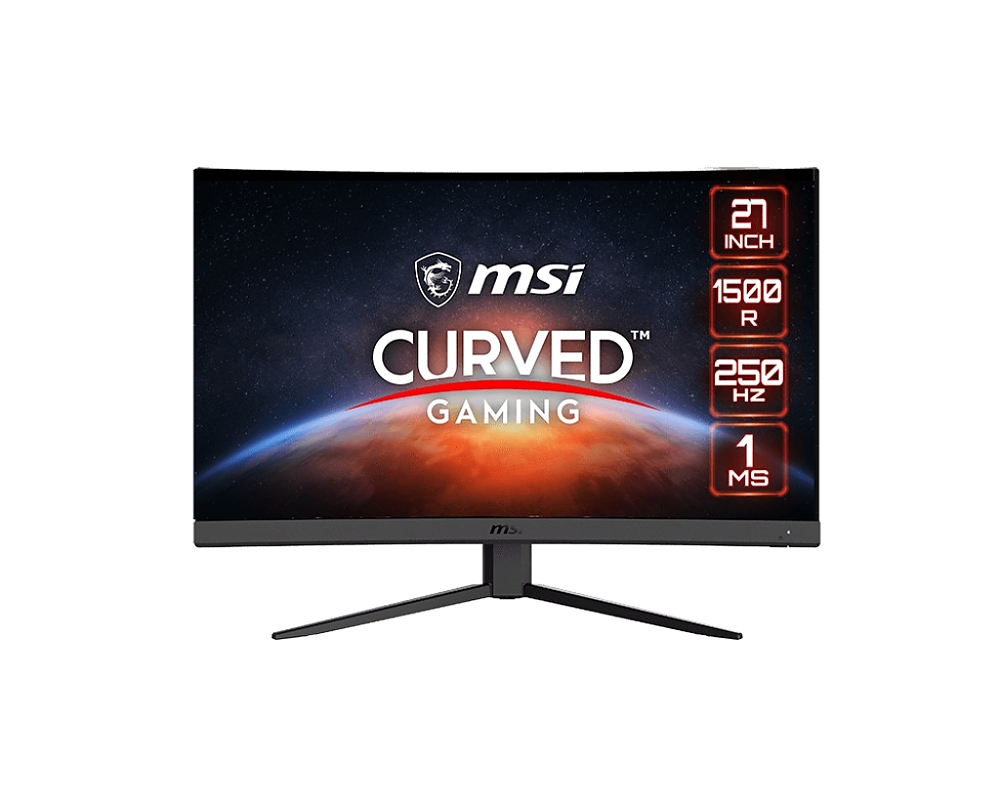 MSI G27C4X,  27", VA, 250Hz, 1ms, Curved, FHD 1920x1080, AMD FreeSync Premium, Night Vision, Anti-Flicker, LBL, 300 nits, 3000:1, 100M:1, 1x Display Port (1.2a), 2x HDMI (2.0b), Headphone out, Tilt, FRAMELESS, VESA