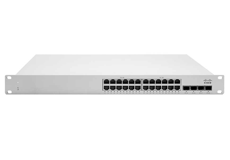 Cisco Meraki MS250-24P L3 Stck Cld-Mngd 24x GigE 370W PoE Switch