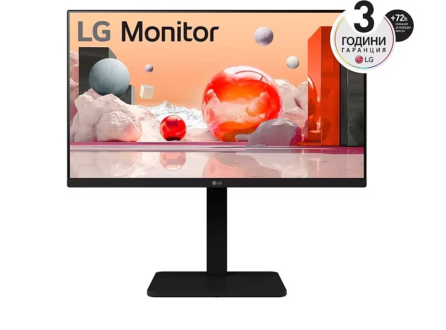 LG 24BA550-B, 23.8" IPS LED AG, 200cd/m2, Full HD 1920x1080, 100Hz, sRGB 95% , D-Sub, Display Port, HDMI, USB 5 Gbps, Speaker 2W x 2, Tilt, Height, Swivel, Pivot, Reader Mode, LG Switch app, Black