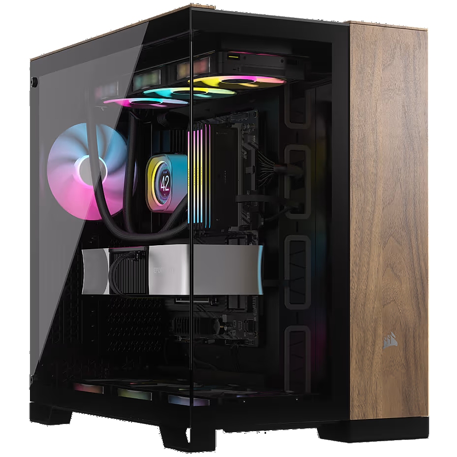 Corsair 6500X Tempered Glass Mid-Tower, Black/Walnut Wood, EAN: 0840006688846