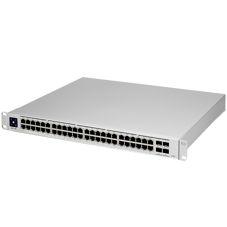 Ubiquiti Layer 3 switch with (48) GbE RJ45 ports and (4) 10G SFP+ ports.