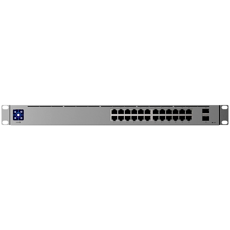 Ubiquiti 24-port, Layer 3 Etherlighting™ switch,  8 х 2.5 GbE PoE++ ports, 16 х GbE RJ45 ports including (8) PoE+ and (8) PoE++, 2 х 10G SFP+ ports