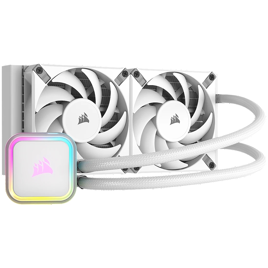 Corsair iCUE H100i RGB ELITE Liquid CPU Cooler - white, 277mm x 120mm x 27mm radiator, EAN: 0840006600282