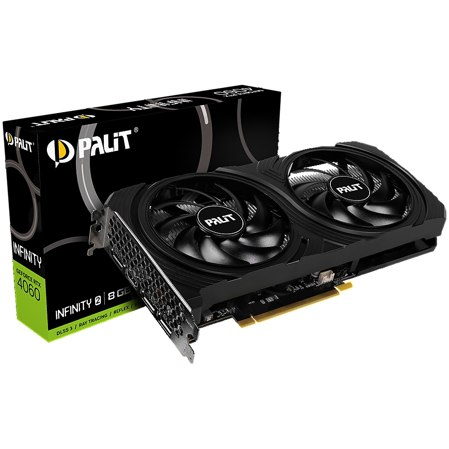 Palit RTX 4060 Infinity 2 8GB GDDR6, 128 bits, 1x HDMI 2.1, 3x DP 1.4a, two fan, 1x 8-pin Power connector, recommended PSU 600W, NE64060019P1-1070L