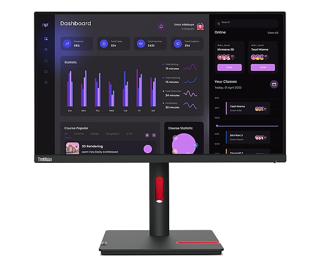 Lenovo ThinkVision T24i-30 23.8", IPS, AG, 4 ms, 250 cd/m2, 1000:1, 1920x1080, 60Hz, Tilt, Swivel, Pivot, Height Adjust Stand, HDMI, DP, VGA, 5 x USB