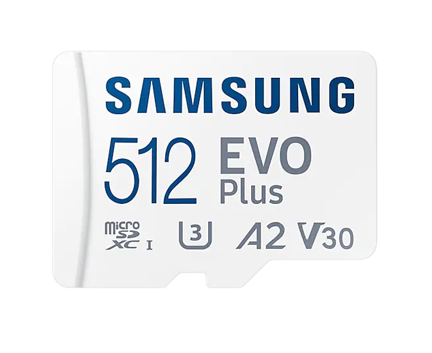 Samsung 512GB micro SD Card EVO Plus with Adapter, Class10, Transfer Speed up to 130MB/s