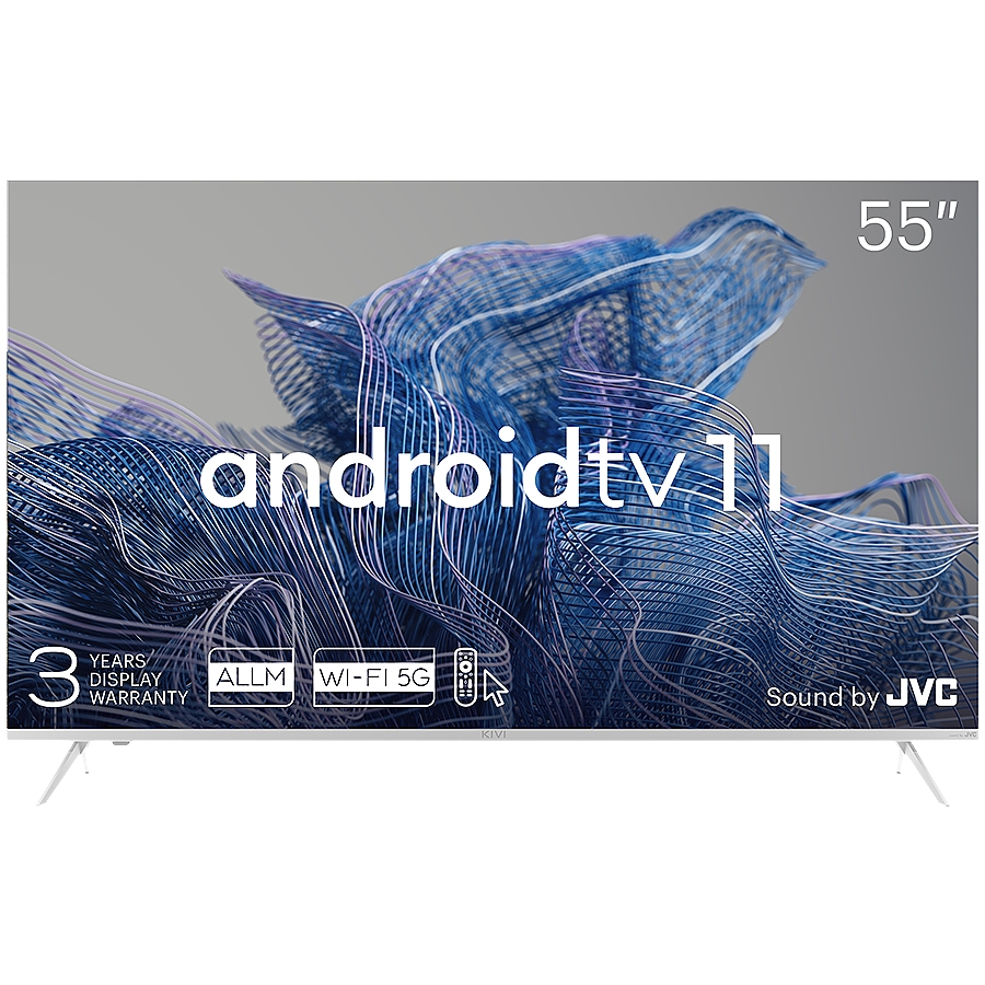 55', UHD, Android TV 11, White, 3840x2160, 60 Hz, Sound by JVC, 2x12W, 83 kWh/1000h , BT5.1, HDMI ports 4, 24 months