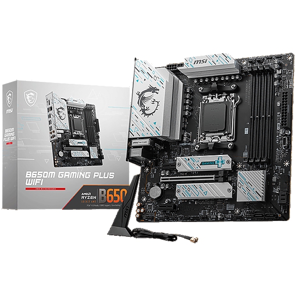 MSI B650M GAMING PLUS WIFI, mATX, AMD Ryzen Dual Channel DDR5 7200+(OC)MHz, 1x PCIe x16 slot, 2x PCI-Ex1 slots, 1x HDMI, 1x DP, 4x USB 5Gbps Type A, 3xUSB 10GBps Type A, 1xUSB 10Gbps Type C, 7.1 HD Audio, 2.5Gbps LAN, WI-FI 6E, BT, 3Y