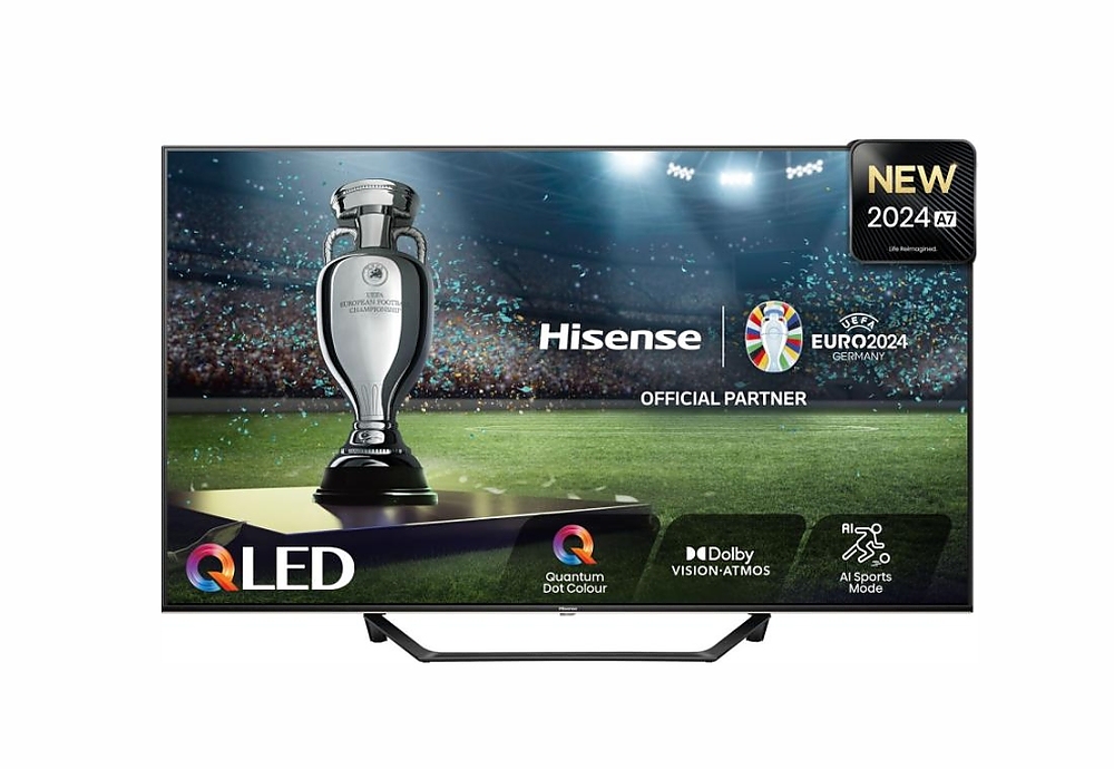 Hisense 43" A7NQ, 4K Ultra HD 3840x2160, QLED, FALD, Quantum Dot, HDR 10+, HLG, Dolby Vision, Dolby Atmos, Smart TV, WiFi 5GHz, WiFi Direct, BT, Anyview Cast, 3xHDMI, 2xUSB, LAN, CI+, DVB-T2/C/S2, Black