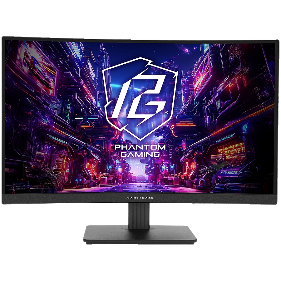 Asrock Curved Gaming Monitor, 27" QHD(2560x1440) VA, Anti-Glare, 180 Hz, 132% sRGB, 5000:1, 16:9, 300 cd/m², 178º/178º, 1ms (MPRT), AMD FreeSync, Flicker-free, Tilt, VESA, 2x 2W Speakers, 2x HDMI 2.0, 1x DP 1.4, 1x Audio Jack (3.5mm), 3Y