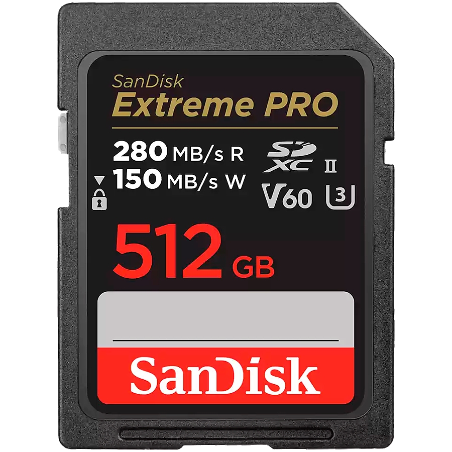 SanDisk Extreme PRO 512GB V60 UHS-II SD cards, 280/150MB/s,V60,C10,UHS-II, EAN: 619659202156