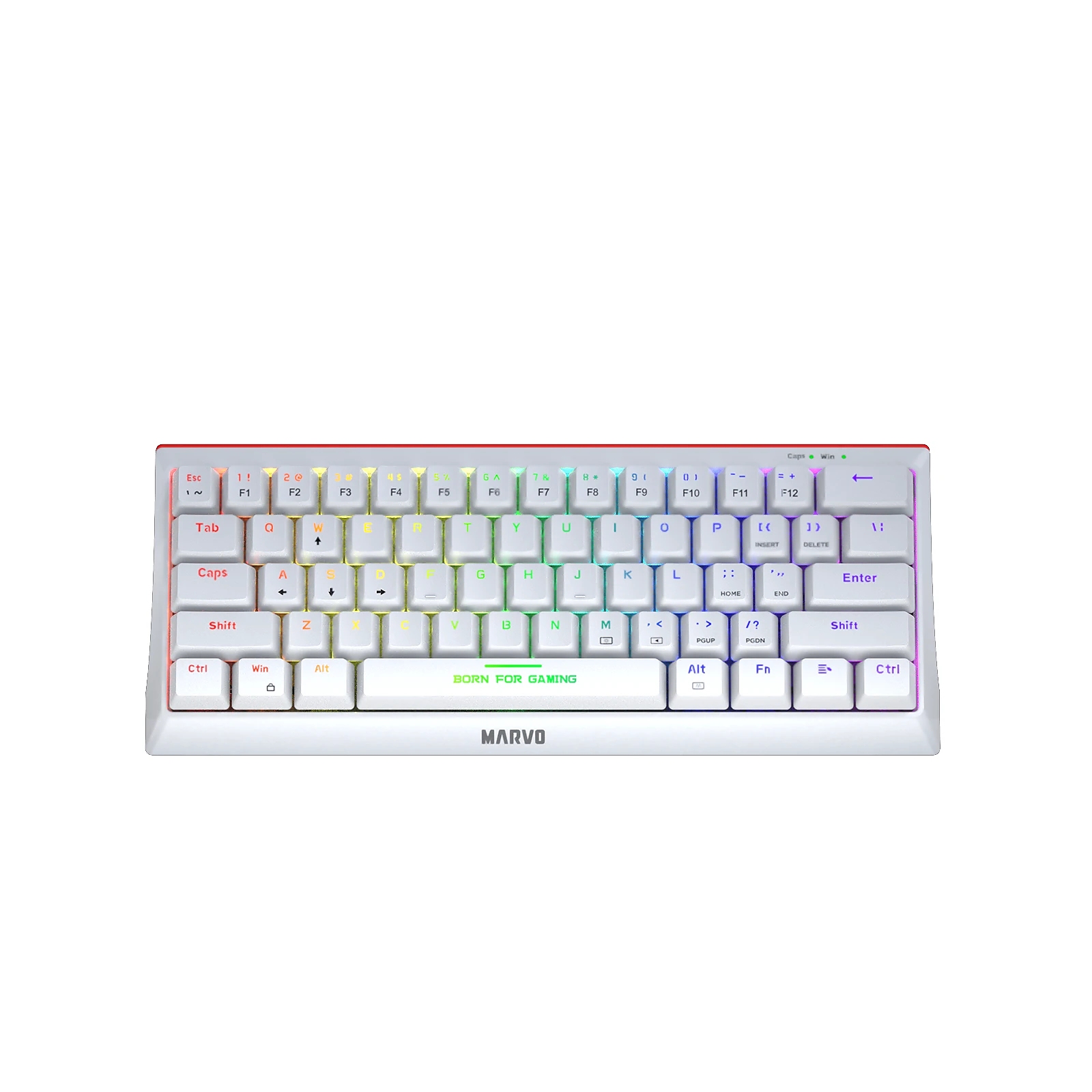 Marvo геймърска клавиатура Gaming Mechanical keyboard 61 keys TKL Hecate 61R WH - KG962G White - RED switches, RGB