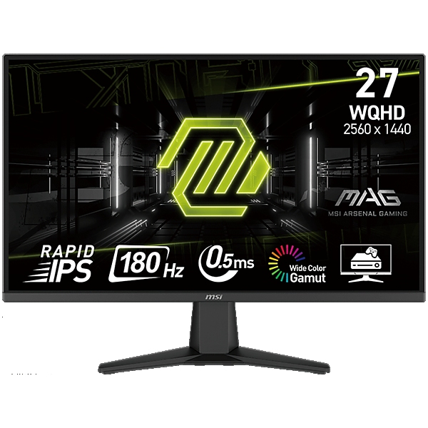 MSI MAG 275QF Gaming Monitor, 27" 180Hz, WQHD (2560x1440) 16:9, Rapid IPS Anti-glare, 0.5ms, 300nits, 1000:1, 178°/178°, Adaptive-Sync, Adjustable Stand, 1x DP, 2x HDMI, 3Y Warranty