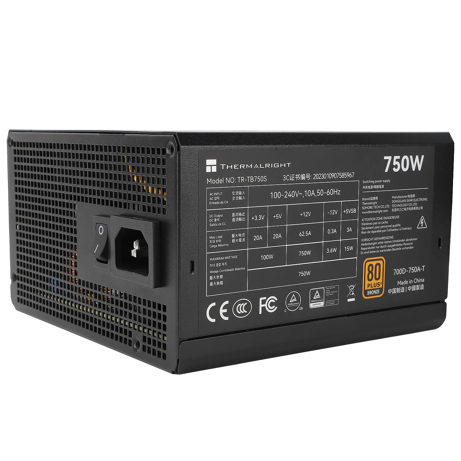 Thermalright захранване PSU ATX 3.0 750W Bronze - TR-TB750S