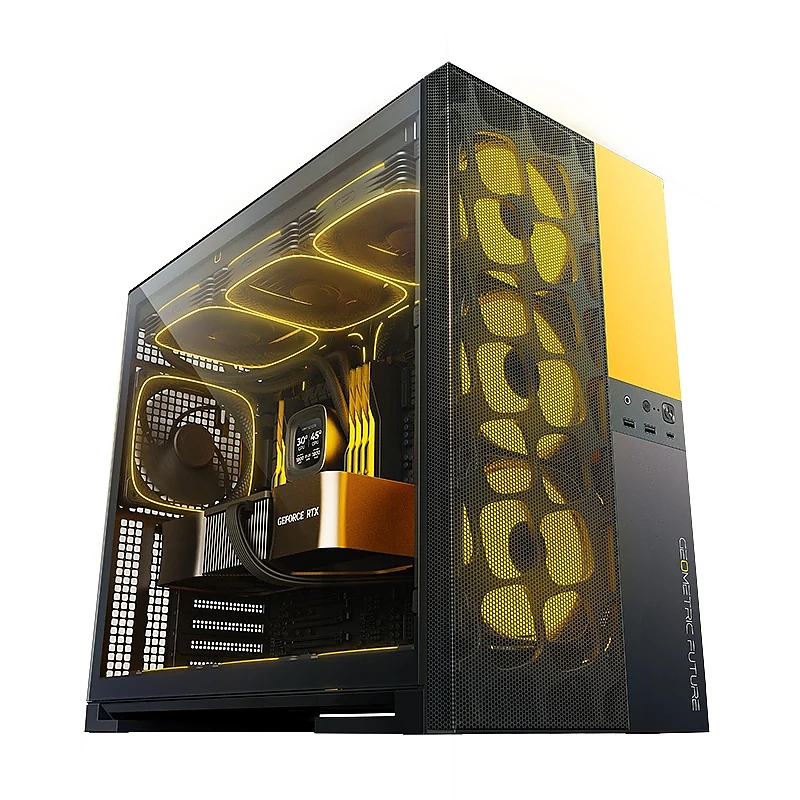 Geometric Future кутия Case EATX - Model 5 Vent Black/Yellow - 5 x 140 mm aRGB fans included