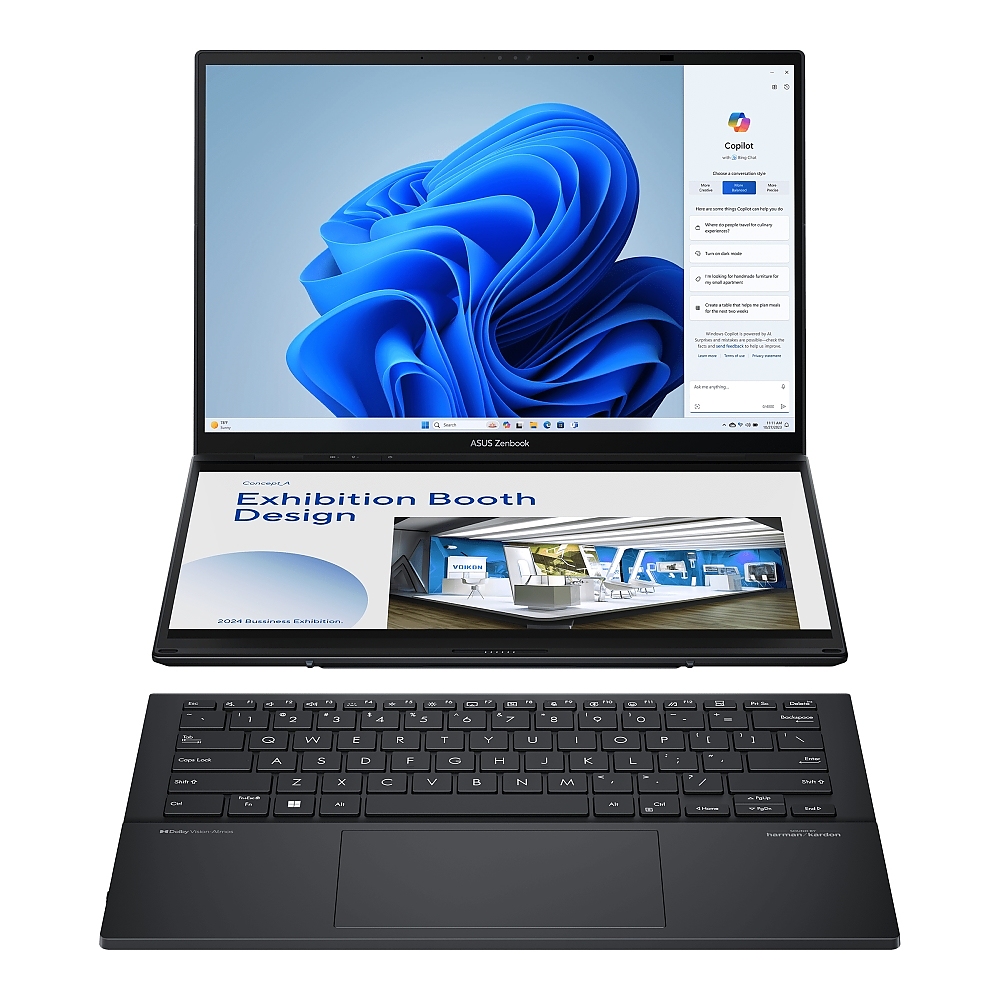 Asus ZenBook Duo 14 UX8406CA-PZ042X, Screen Pad Plus, INTEL ARL H Core Ultra 9 14" OLED, WQXGA+ ( 2880X1800 ) 16:10Touch, 32GB, 2TB SSD, Soft Keyboard, Windows 11 Pro,Gray, BackpackSleeve