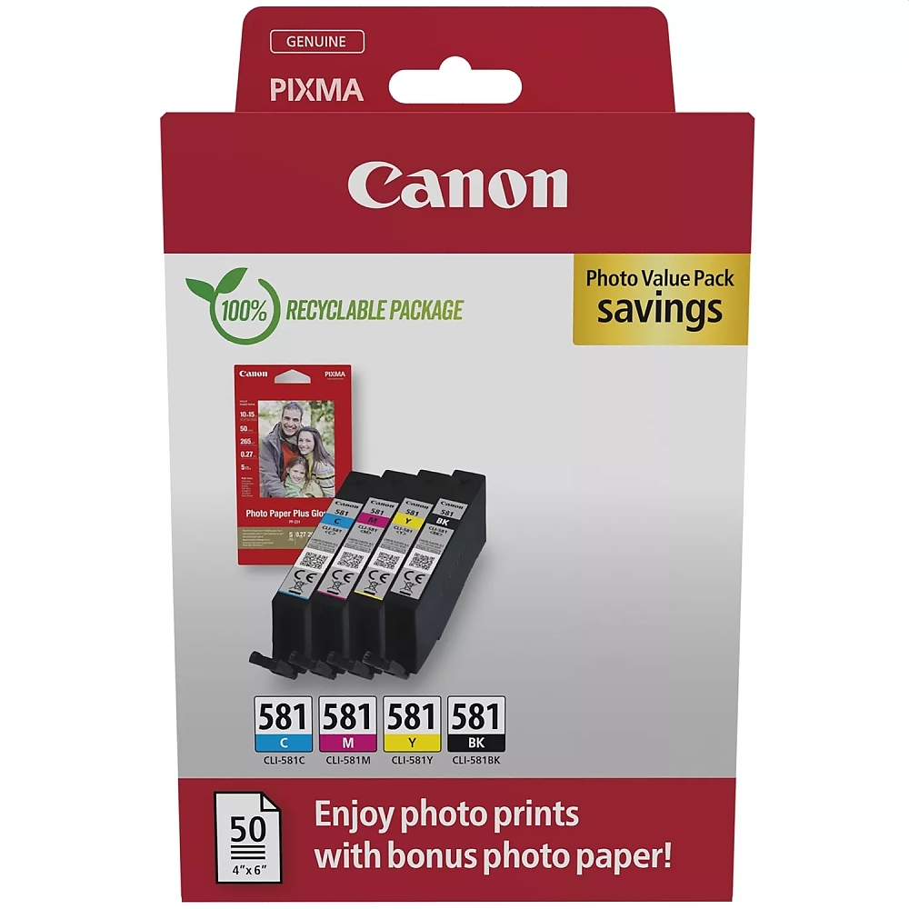 Canon CLI-581 C/M/Y/BK  Photo Value Pack