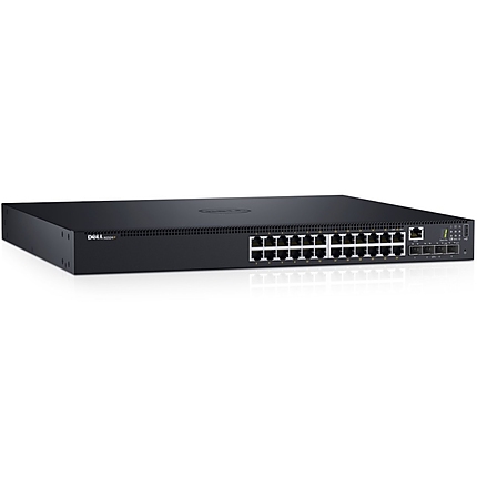 Dell Networking N1524P, PoE+, 24x 1GbE + 4x 10GbE SFP+ fixed ports, Stacking, IO to PSU airflow, AC 210-AEVY CAMPUS Smart Value Dell EMC Networking N1524P