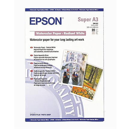 Epson Water Color Paper - Radiant White, DIN A3+, 190g/m2, 20 Blatt