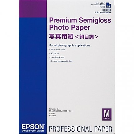 Epson Premium Semigloss Photo Paper, DIN A2, 250 g/m2, 25 Sheets