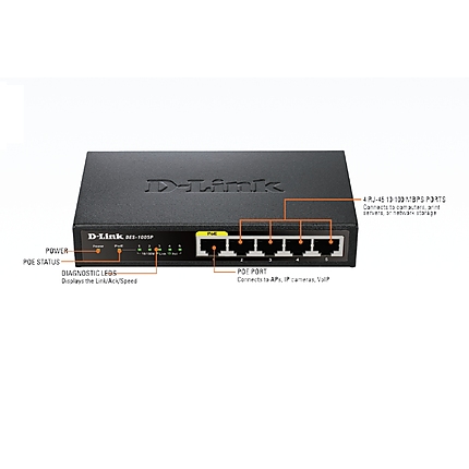 D-Link 5-Port Fast Ethernet PoE Desktop Switch