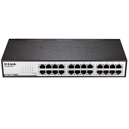 D-Link 24-Port 10/100Mbps Fast Ethernet Unmanaged Switch, rack mountable