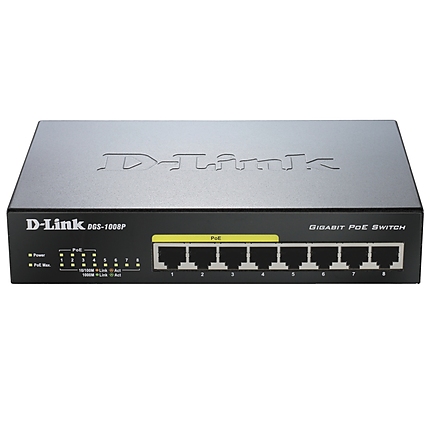 D-Link 8-port 10/100/1000 Desktop Switch w/ 4 PoE Ports