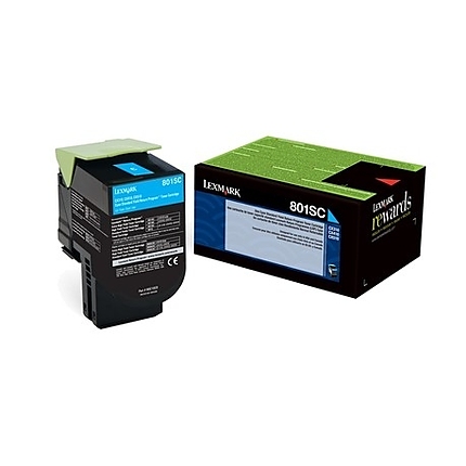 Lexmark 80C2SC0 CX310, 410, 510 Cyan Return Programme 2K Toner Cartridge