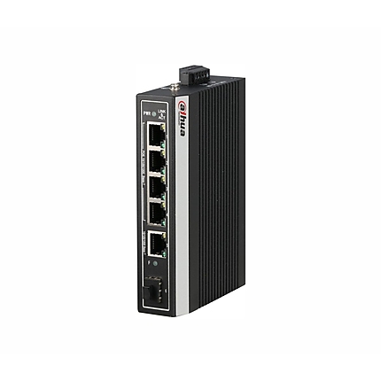 Комутатор Dahua PFS3106-4GT-DP, 4FE PoE+1GE+1GE SFP, неуправляем, 100W, индустриален