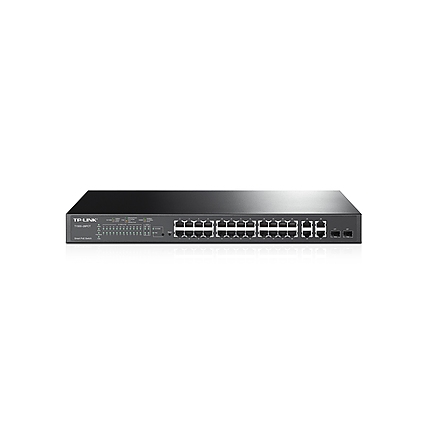 Комутатор TP-LINK T1500-28PCT, 24x 10/100TX, 4 Gigabit порта, 2x Combo SFP слота, PoE+