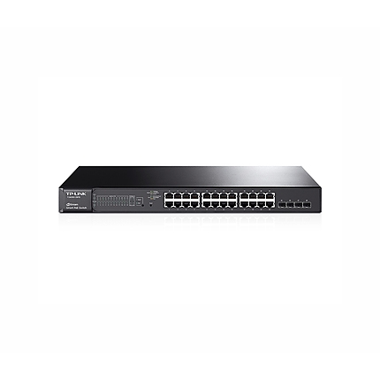 Комутатор TP-LINK T1600G-28PS, 24x Gigabit PoE+ порта +  4x SFP/ RJ45 слота, управлляем