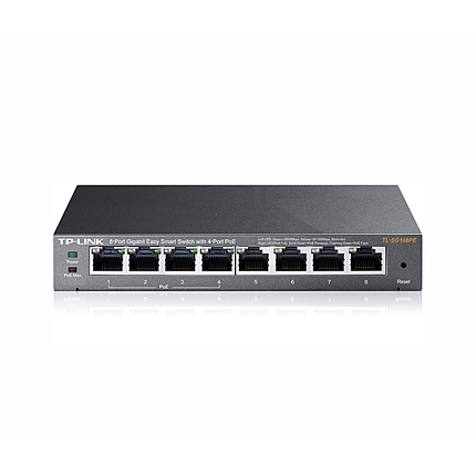 Комутатор TP-LINK TL-SG108PE, 8x GbE портa, управляем, до 32 VLANs, 4 PoE порта