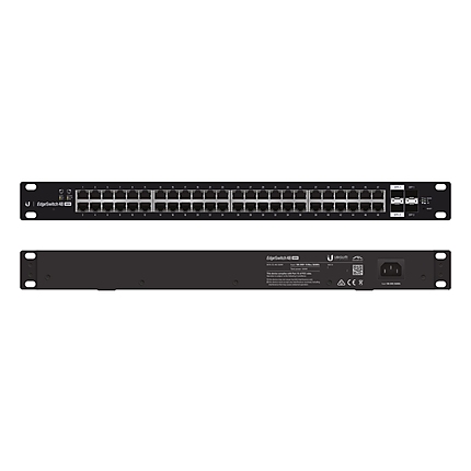 Комутатор Ubiquiti ES-48-500W, 48-портов Gbit PoE+, 2xSFP слота, 500W, управляем