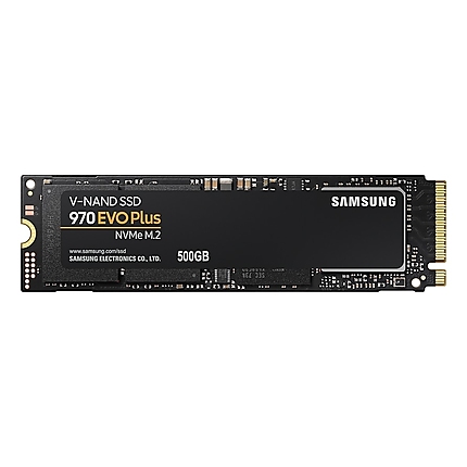 Samsung SSD 970 EVO Plus 500 GB M.2, PCIe Gen 3.0 x4 NVMe 1.3, V-NAND 3-bit MLC, Phoenix Controller, 256-bit Encryption, 512 MB DDR4 SDRAM, Read 3500 MB/s Write 3200 MB/s