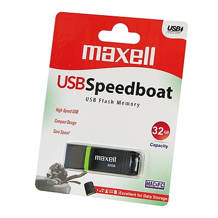 USB памет MAXELL Speedboat, USB 2.0, 32GB, Черен