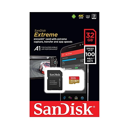 Карта памет Sandisk Extreme® microSDHC Card, 32GB, SD Adapter, Class 10, U3