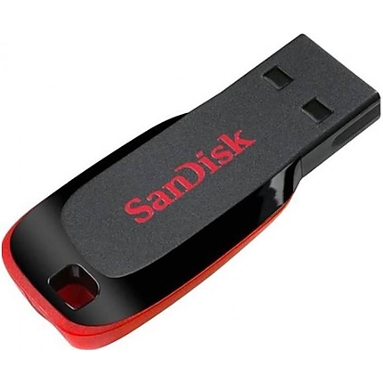 USB памет SanDisk Cruzer Blade, 64GB, USB 2.0, Черен-Червен