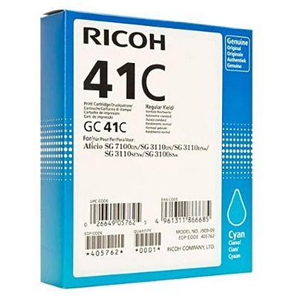 Мастило гел RICOH GC41C, 2200 копия Cyan