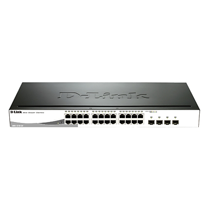 Суич D-Link DGS-1210-24, 24-портов 10/100/1000 Gigabit Smart Switch including 4 Combo 1000BaseT/SFP, управляем, за монтаж в шкаф