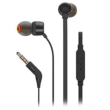 Слушалки JBL T110, In Ear, Черен